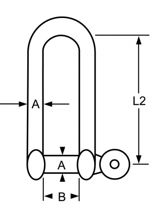 AS Straight D-shackle, long with captive pin 5