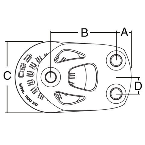Harken Blok element 80mm podwójny leżący Harken Blok element 80mm podwójny leżący