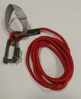 Open skiff rudder lanyard